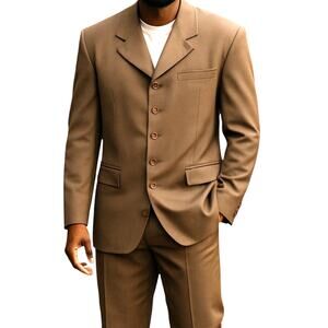 Giorgio Brutini  46L Men's Blazer Brown Suit Coat Sport Jacket 6 Buttons 46 Long